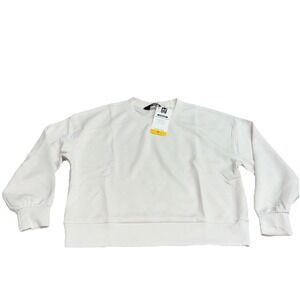 NWT Women's Cream MEMBERS MARK Sandwash Cropped Crew Top Medium